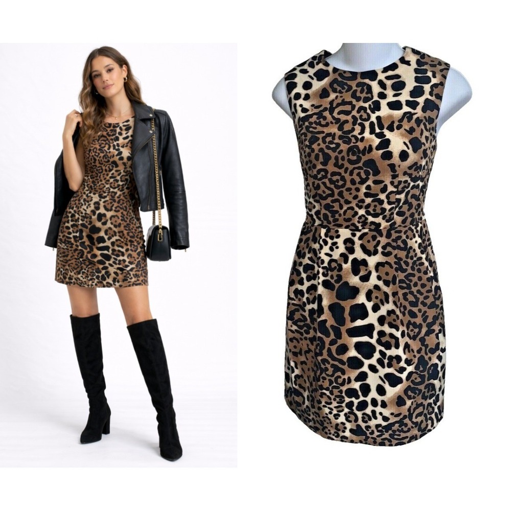 Nanette Lepore Leopard Print Sleeveless Sheath Mini Dress silk Glam Going Out 2